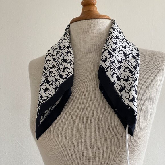 Malo Silk Chair Print Scarf 19 x 19 Italy Authentic New w Tags Black White - Picture 3 of 7